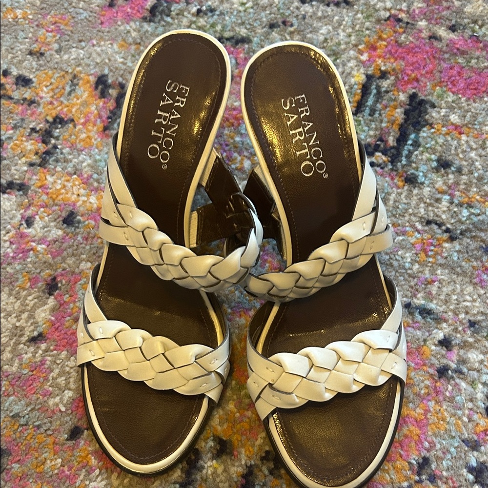 Franco Sarto Women's White Braided Sandals size 7 like new
